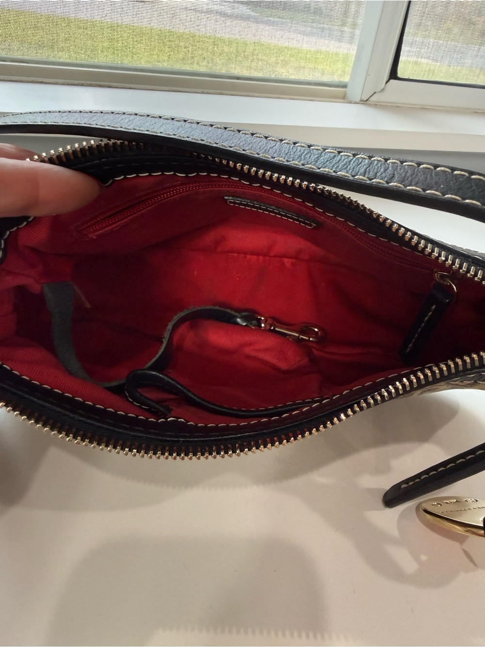 Dooney & Bourke Tan Monogram Mini Shoulder Bag with Black Trim - Picture 5 of 5